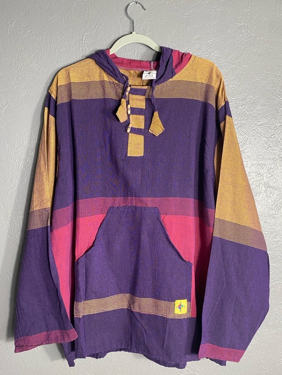 Katmandu Trading Company Tops - Katmandu Trading Unisex Baja Hoodie XXL Purple Cotton Nepal Fair Trade Boho